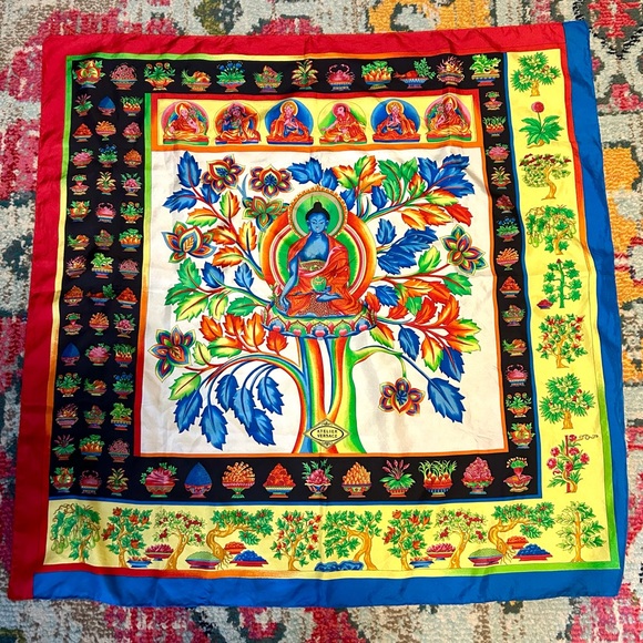 Vintage Silk Buddha Scarf 34" - Picture 2 of 5